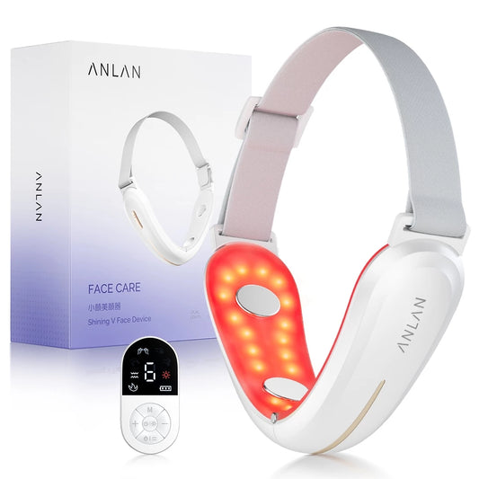 ANLAN V Face Lifting Slimming Device EMS Heat Massage Double Chin Remover Red/Blue Light